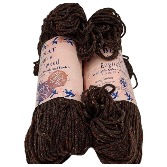Bernat Glengarry English Tweed Yarn #6818 Walnut BR 100% Virgin Wool 140yds x2 - Picture 2 of 7